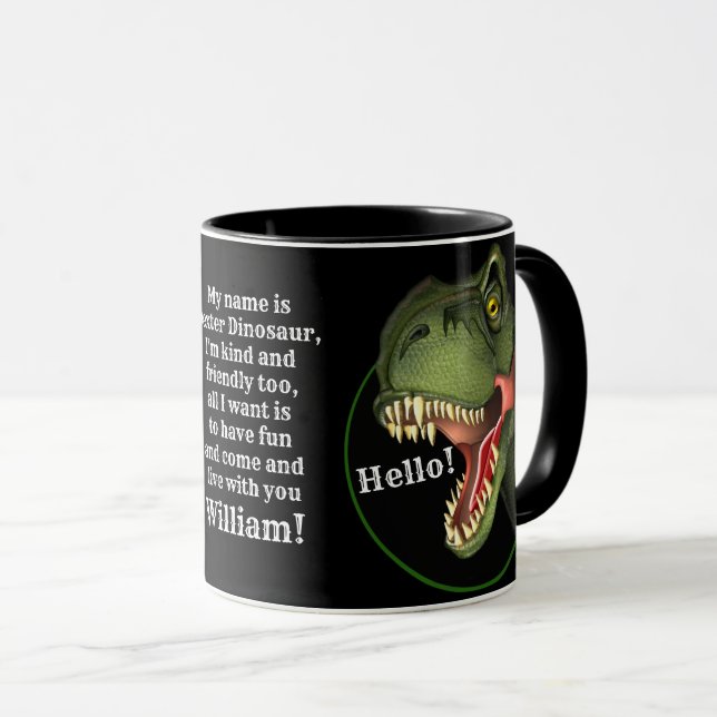 Personalisiert Tyrannosaurus Rex Dinosaurier Tasse (VorderseiteRechts)