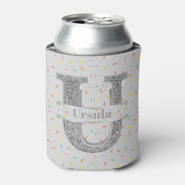 Personalisiert U Initial Silver Monogram Ihr Name Dosenkühler (Kanne Vorderseite)