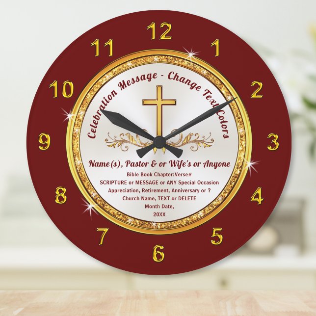 Personalisiert, Uhr mit Bibel Verse, Farbe ändern (Bible verse clocks. Personalized gifts for pastors. Gift for pastor and wife. Religious gift ideas.)