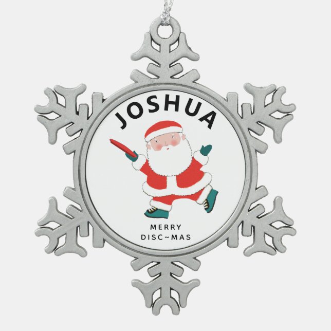 Personalisiert Ultimate Frisbee Holiday Gift Schneeflocken Zinn-Ornament (Vorderseite)