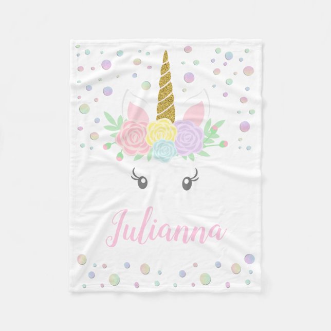 Personalisiert Unicorn Baby Blanket Fleecedecke (Vorderseite)