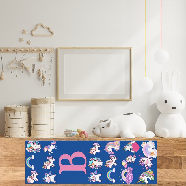 Personalisiert Unicorn Blue Monogramat Yogamatte (Von Creator hochgeladen)