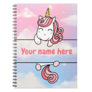 Personalisiert Unicorn Girlie Clouds Notebook Notizblock