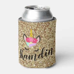 Personalisiert Unicorn Gold Glitt Koozie Can Holde Dosenkühler