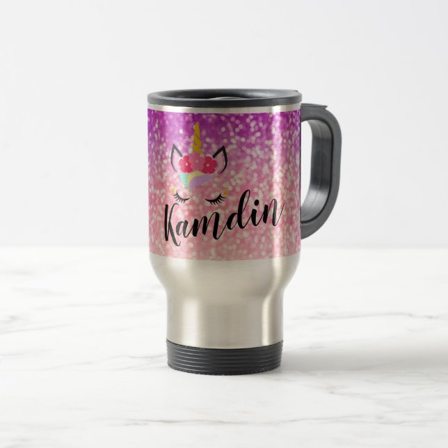 Personalisiert Unicorn Ombre 15 unzen Kaffee Tasse (VorderseiteRechts)