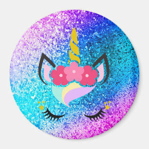 Personalisiert Unicorn Ombre Glitzer Magnet