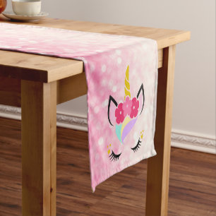 Personalisiert Unicorn Ombre Glitzer Table Runner Kurzer Tischläufer