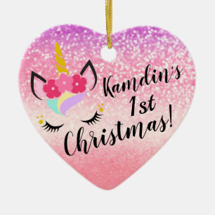 Personalisiert Unicorn Ombre Glitzer XMAS Ornament