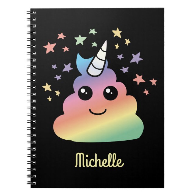 Personalisiert Unicorn Rainbow Kacke Emoji Kawaii Notizblock (Vorderseite)
