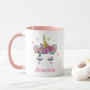 Personalisiert Unicorn Rosa Zweifarbige Tasse