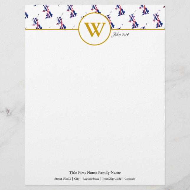 Personalisiert UNION JACK UK Map Letterhead Briefbogen (Vorderseite)