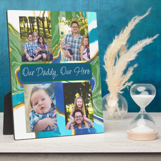 Personalisiert unser Papa, unser Held-Plaque Fotoplatte (Seite)