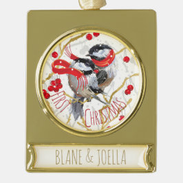 Personalisiert - Unsere ersten Weihnachten | Chick Banner-Ornament Gold