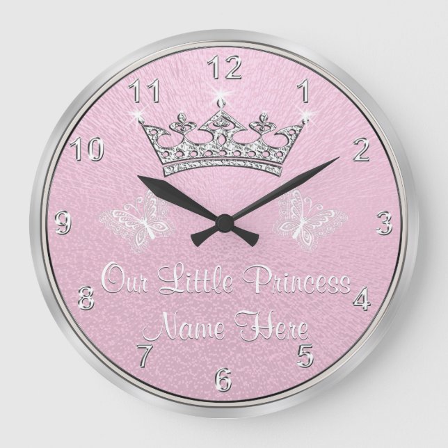Personalisiert unsere kleine Prinzessin Clock, Große Wanduhr (Vorderseite)