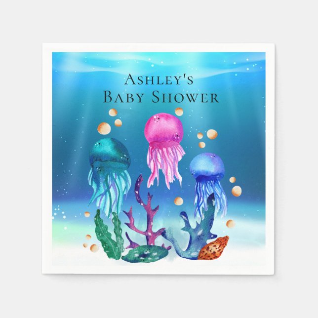 Personalisiert unter dem Meeresgrund Jelly Fish Pa Serviette (Vorderseite)