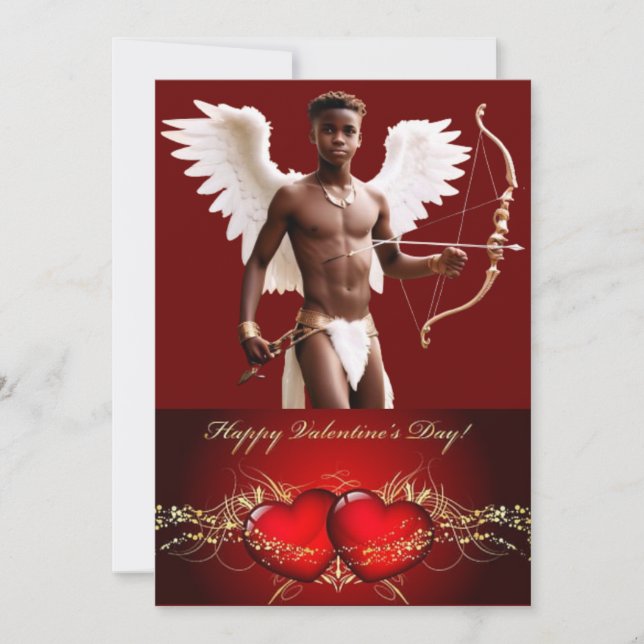 Personalisiert Valentine Black Cupid Twink Feiertagskarte (Vorderseite)