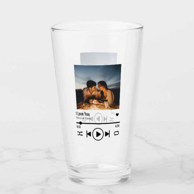 Personalisiert Valentine Foto Song Playlist Glas (Vorderseite)