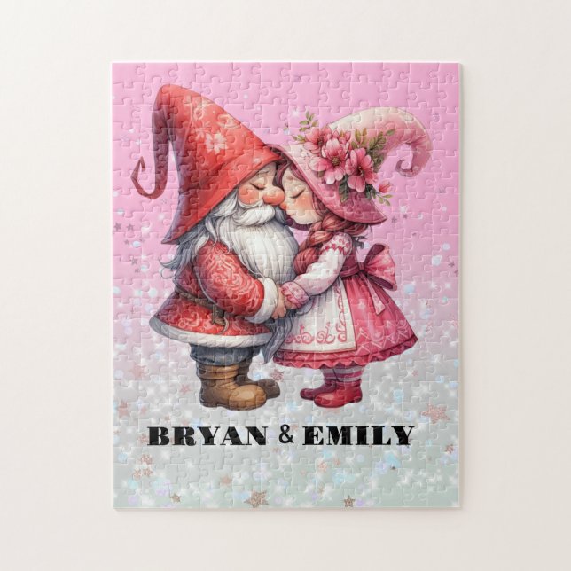 Personalisiert Valentine Gnome pair Jigsaw Puzzle (Vertikal)