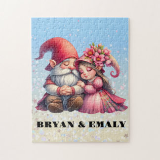 Personalisiert Valentine Gnome pair Jigsaw Puzzle