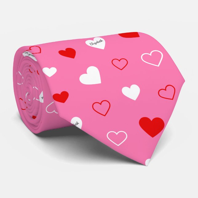 Personalisiert Valentine Hearts Krawatte (Gerollt)