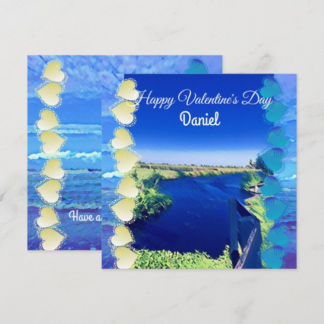 Personalisiert Valentines Blue Sky Canal Boyfriend (Vorne/Hinten)