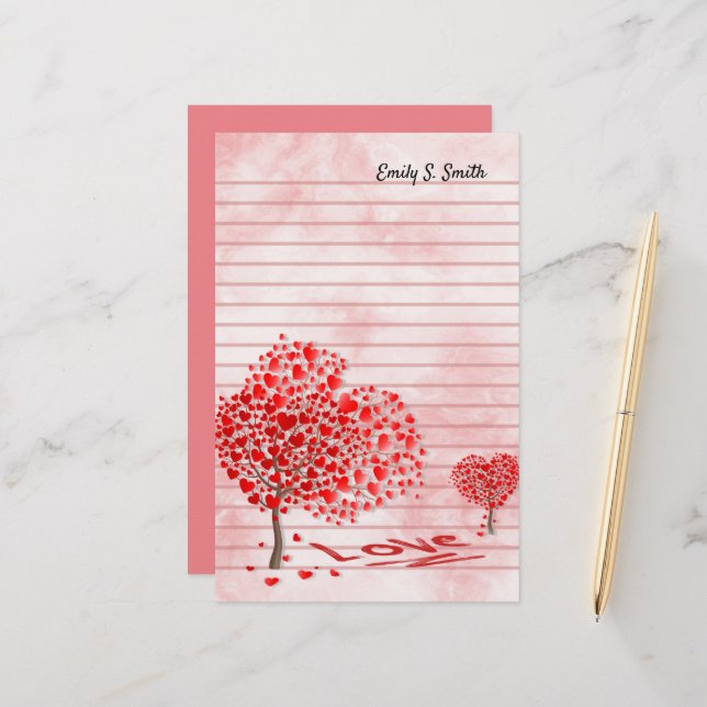 Personalisiert Valentines Liebe Herz-Geschichten Briefpapier (Vorderseite/Rückseite Beispiel)