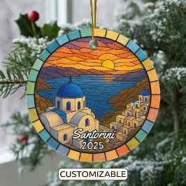 Personalisiert verketteter Glass Santorini, Griech Keramik Ornament