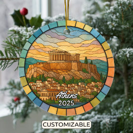 Personalisiert verkettetes Glas Athens Ornament