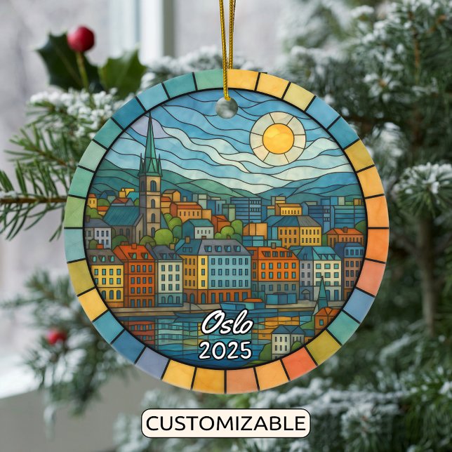 Personalisiert verkettetes Glas Oslo Ornament, Nor Keramik Ornament (Von Creator hochgeladen)