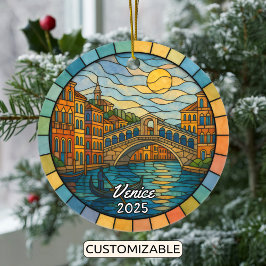 Personalisiert verkettetes Glas Venedig Ornament,  Keramik Ornament