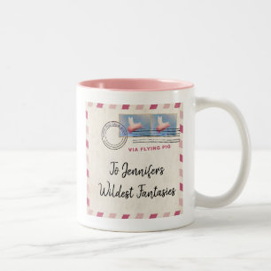 Personalisiert via Flying Pig Mail Zweifarbige Tasse