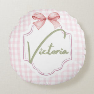 Personalisiert Victoria Baby Girl Kinderzimmer Bow Rundes Kissen