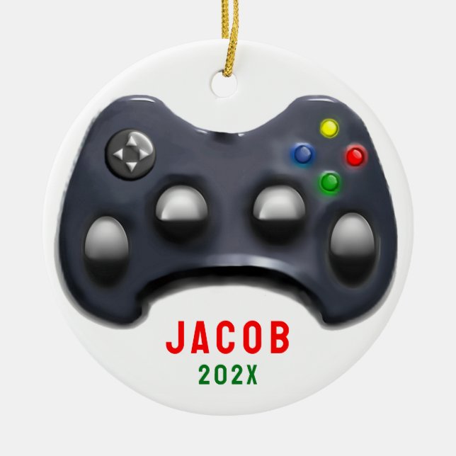Personalisiert-Video-Gamer 2025 Keramik Ornament (Vorne)