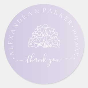 Personalisiert Vielen Dank für Ihre Hochzeit Lila  Runder Aufkleber