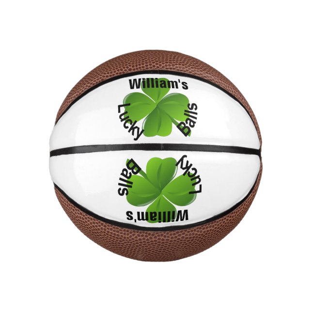 Personalisiert Vierblättriges Kleeblatt Lucky Mini Basketball (Vorderseite)