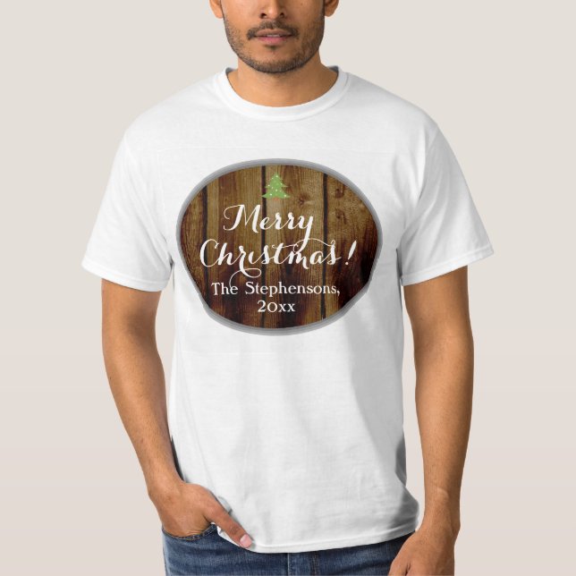 Personalisiert Vintag frohe Weihnachtsfamilie T-Shirt (Vorderseite)