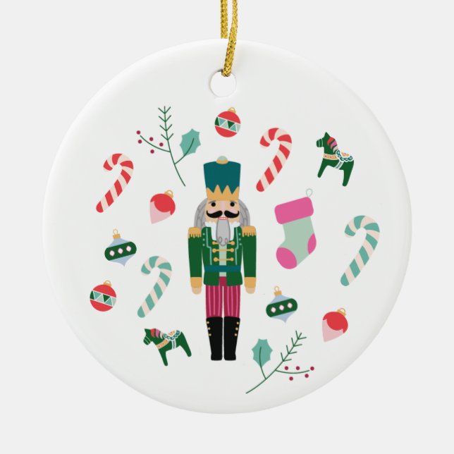 Personalisiert Vintage Christmas Nutcracker Keramik Ornament (Vorne)