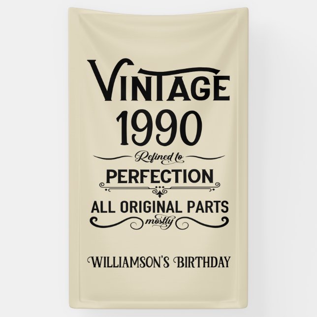 Personalisiert Vintage Geburtstagsgeschenke schwar Banner (Vertikal)