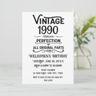 Personalisiert Vintage Geburtstagsgeschenke schwar Einladung