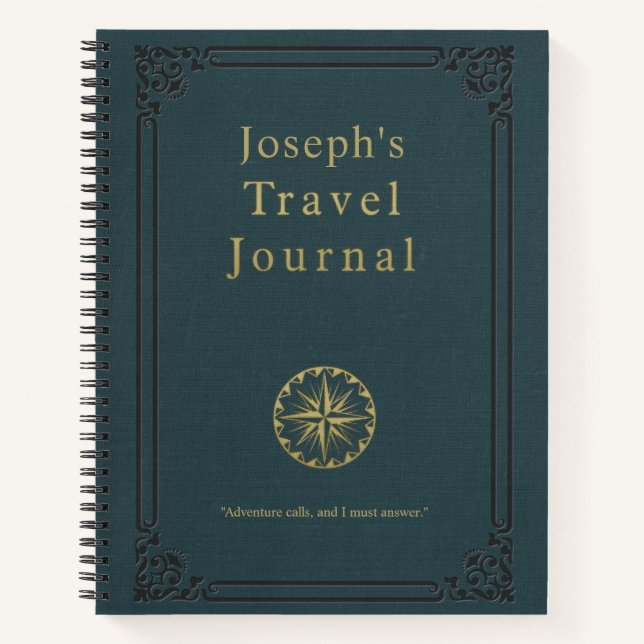 Personalisiert Vintage Travel Journal Notizbuch (Vorderseite)