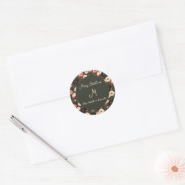 Personalisiert Vintage Weihnachten Floralpeony Pin Runder Aufkleber