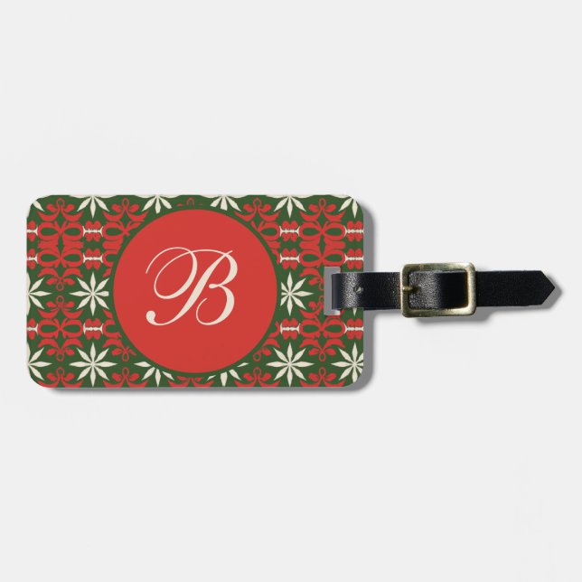 Personalisiert Vintage Weihnachten/Winter gemuster Gepäckanhänger (Vorderseite horizontal)