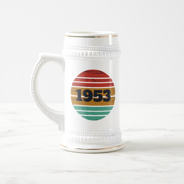 Personalisiert Vintagen 70. Geburtstag Bierglas (Links)