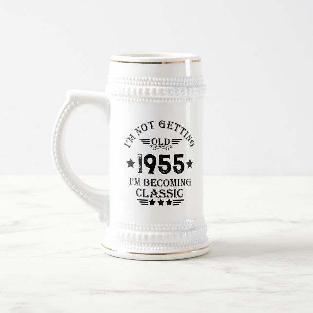 Personalisiert Vintagen 70. Geburtstag Bierglas (Links)