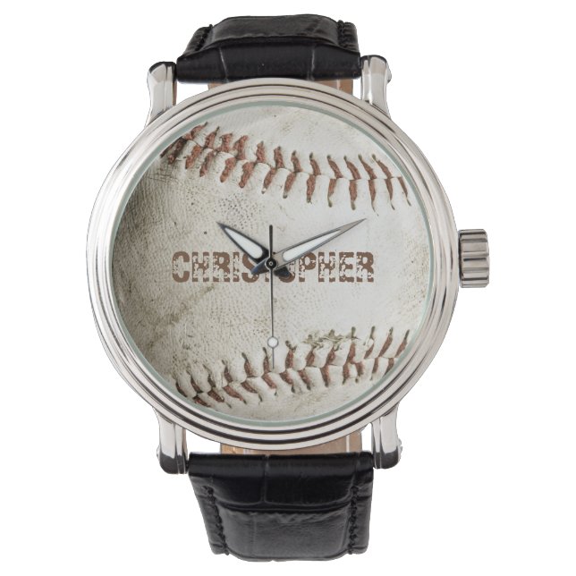 Personalisiert Vintager Baseball Armbanduhr (Vorderseite)