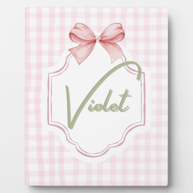 Personalisiert Violet Baby Girl Kinderzimmer Bow&G Fotoplatte (Vorderseite)