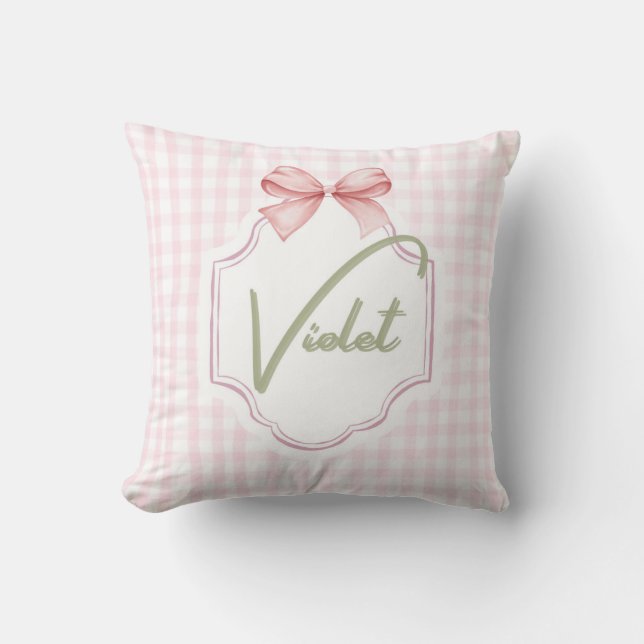 Personalisiert Violet Baby Girl Kinderzimmer Bow&G Kissen (Vorderseite)