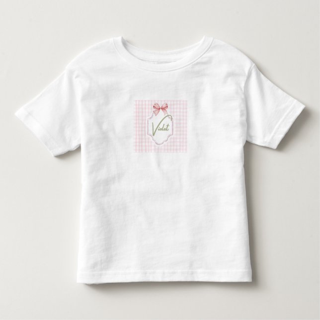 Personalisiert Violet Baby Girl Kinderzimmer Bow&G Kleinkind T-shirt (Vorderseite)