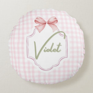 Personalisiert Violet Baby Girl Kinderzimmer Bow&G Rundes Kissen
