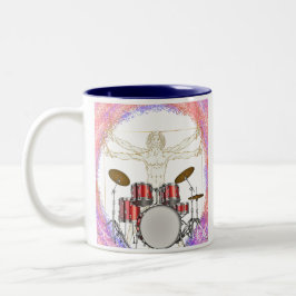 Personalisiert Vitruvian Drummer Zweifarbige Tasse